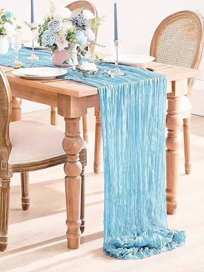 12Pack Baby Blue Cheesecloth Table Runner 20 x 120 inch Gauze Table Runner | - Image 2