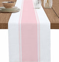 Pink Stripe Table Runners 90 inches Long, Linen Boho Table Runner Farmhouse by Futuregrace