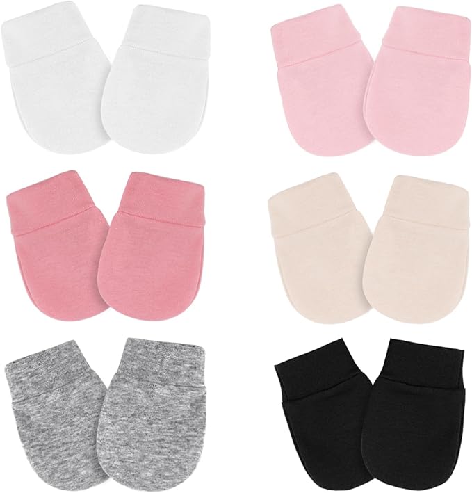 Newborn Baby Mittens No Scratch Cotton Elastic Wrist Gloves Infant Toddler Mittens for Baby Boy Girl 0-6 Months