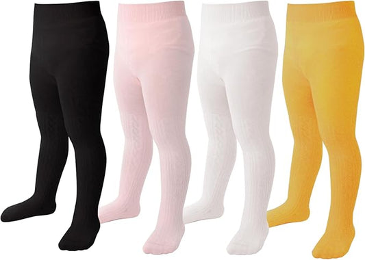 Marchare Baby Girls Tights Thick Solid Cable Knit Leggings Winter Warm Stockings For Toddler Girls 1/2/3/4/5 Pack