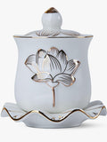QINLANG White Buddha Water Cup, Ceramic Holy Water Offering Cup by QINLANG