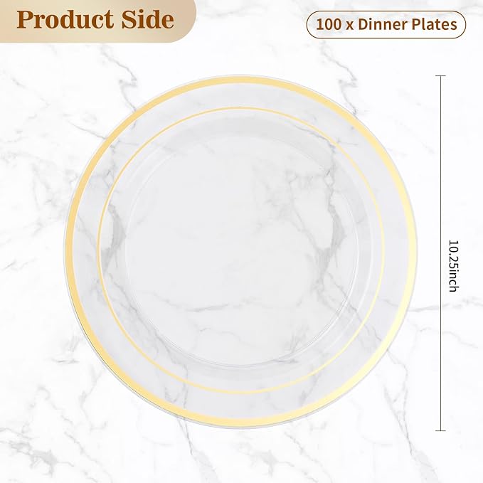 BESTVIP 100Pcs Clear Plastic Plates, 10.25 Inch Disposable Party Plates | Heavy - Image 4