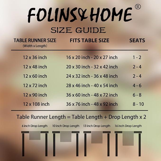 FOLINS&HOME Sage Green Waterproof Decorative Table Runner 36 Inches Long | - Image 6