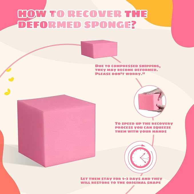 Foam Pit Cubes, 24 PCS 5 Inches Gymnastics Foam Blocks Trampoline Blocks, Multi-Sport Protective Padding for Gymnastics, Trampoline, Parkour, Skate Parks & BMX - Dark Grey & Pink