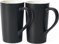 Number Pattern Simple Pure Large Milk Mug, Tall Black Ceramic Coffee Cup by Momugs