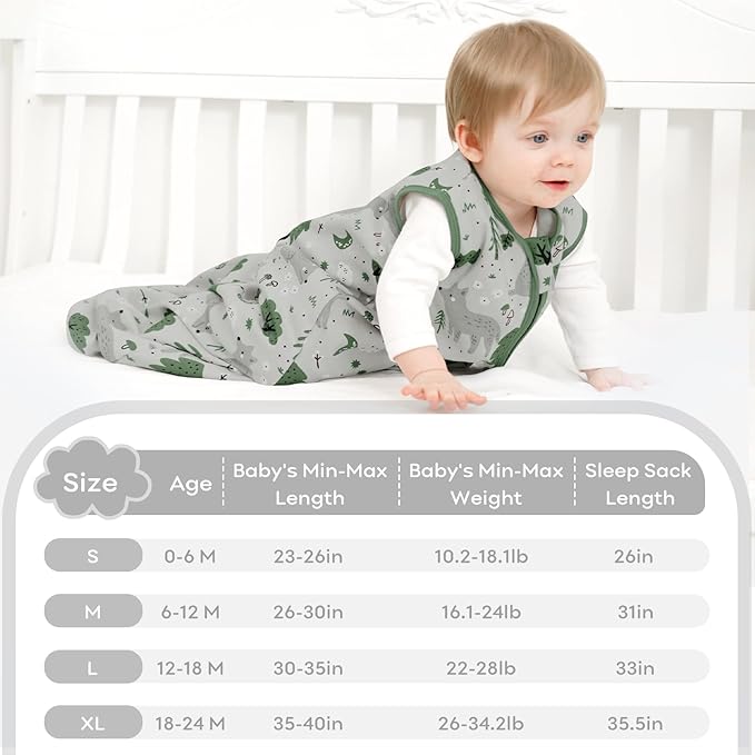 Yoofoss Baby Sleep Sack 12-18 Months Baby Wearable Blanket 100% Organic Cotton 2-Way Zipper Toddler Sleeping Sack, Lightweight Sleep Sacks for Babies