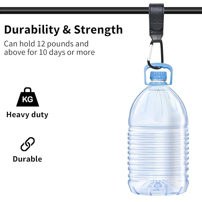 Stroller Hooks for Hanging, 2 PCS Durable Leather Style Stroller Clip Straps, Baby Stroller Hooks for Diaper Bags Grocery Shopping Bags, Mommy Hook for Stroller (Black)