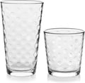 Libbey Awa Polka Dot Tumbler & Rocks Drinking Glasses Set of 16, Glass Cups | by Libbey