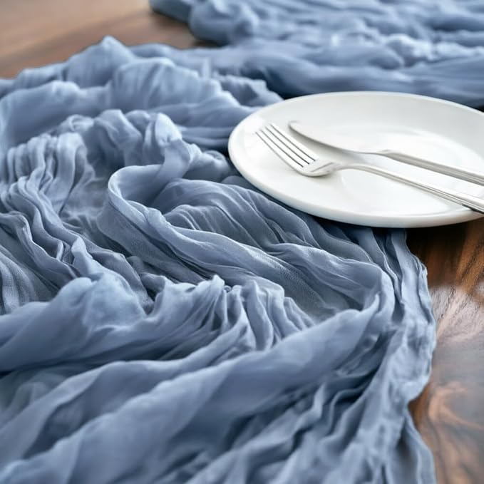 Dusty Blue Cheesecloth Table Runner 160 Inches 10 Pack Gauze Table Runner | - Image 4