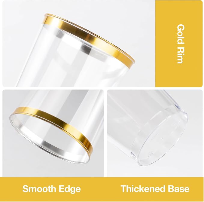 Goodluck 50PCS 12oz Gold Plastic Cups - Image 3