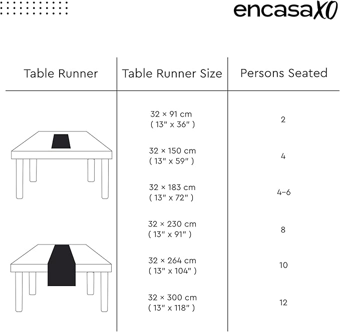 Encasa XO Table Runner, Woven Cotton Dining Runner 13"x72" Buffalo Black Checks - Image 6