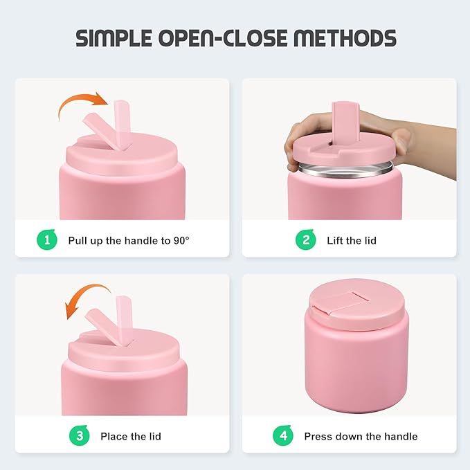 26oz Soup Thermo for Hot Food Kids with Buckle Lid Insulated Vacuum Food Jar Wide Mouth Leakproof Stainless Steel Lunch Container (Pink)