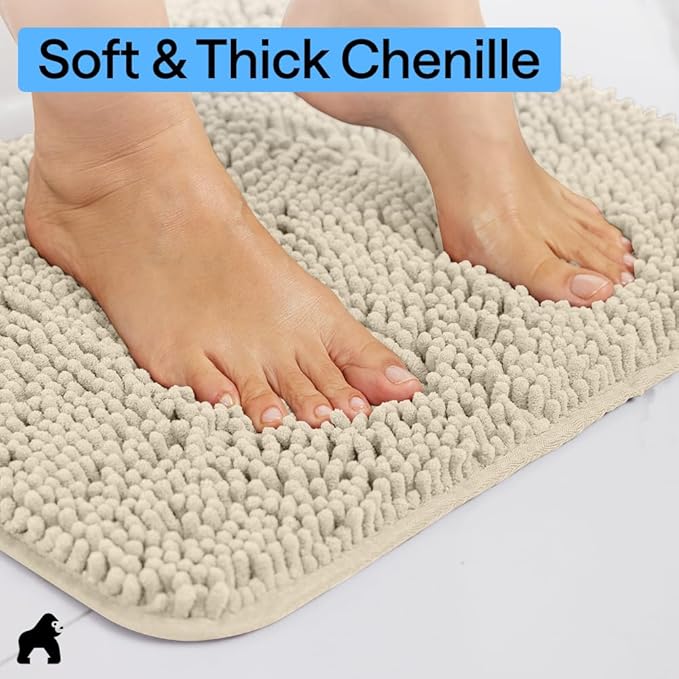 GORILLA GRIP Bath Rug Mat 30x20, Thick Soft Absorbent Chenille, Quick Dry - Image 4