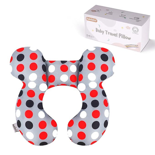 KAKIBLIN Baby Travel Pillow,Baby Neck Pillows for Car Seat,Upgraded Baby Head Pillow,Toddler Head and Neck Baby Support Pillow for Car Seat, Pushchair,Travel (Grey Pot)