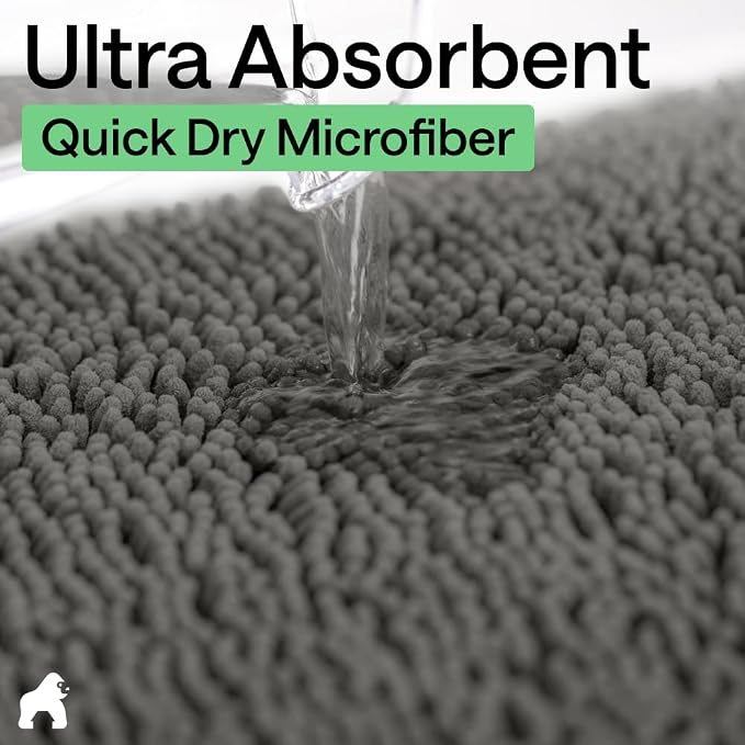 GORILLA GRIP Bath Rug Mat 36x24, Soft Absorbent Chenille, Quick Dry Microfiber - Image 5