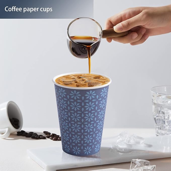 Clawsoff 240 Pack Paper Cups 10 oz Bulk Disposable Coffee Cups Navy Floral | - Image 5