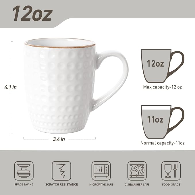 famiware Eden Coffee Mugs Sets of 4, 12 oz Ceramic Stoneware Mug Cup Set | - Image 3