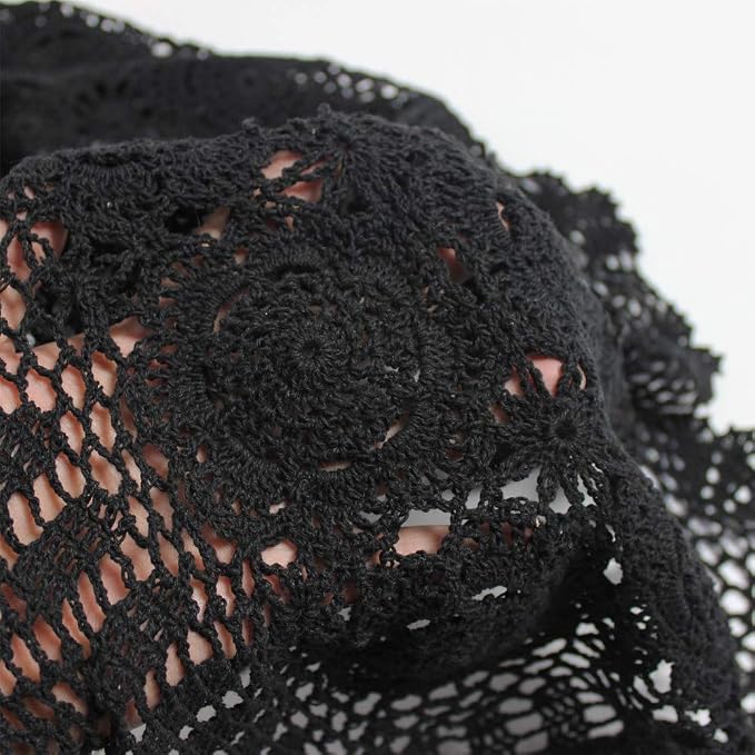 Cotton Handmade Crochet Lace Oval Table Runner Black 12x60 Inch - Image 4