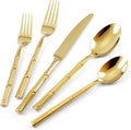 Gold Silverware Set 20-Piece Bamboo Pattern Service by SILWELLSilverwareSet