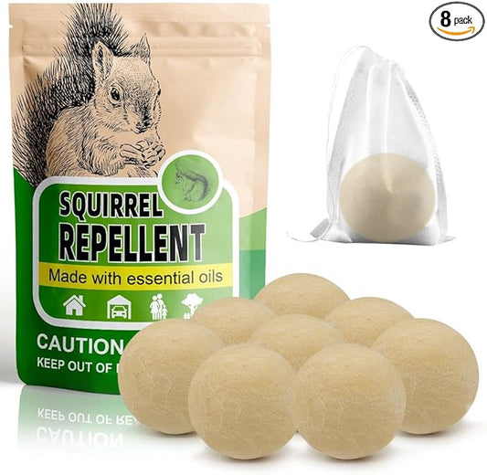 Squirrel Repellent Outdoor, Chipmunk Repellent for Attic/Garden/Bird Feeders/Plants/Cars, Deterrent Squirrels, Keep Chipmunks Away-Pack of 8