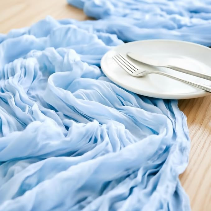 Baby Blue Cheesecloth Table Runner 120 Inches 10 Pack Gauze Table Runner | - Image 4