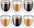 glastal Espresso Cups Set of 6, Double Walled Glass Coffee Cups 4oz by glastal