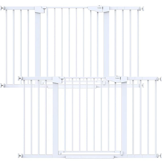 Cumbor 2 Pack 29.7-54.2" Baby Gate for Stairs, Mom's Choice Awards Winner-Auto Close Dog Gate for Doorways, Easy Install Pressure Mounted Pet Gate Indoor, Wide Safety Gate for Dog, White
