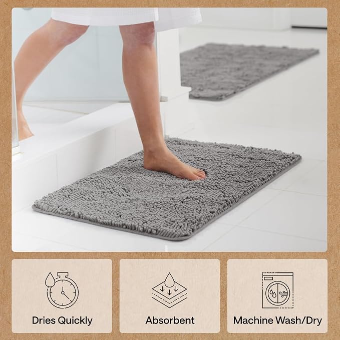 GORILLA GRIP Bath Rug Mat 36x24, Thick Soft Absorbent Chenille, Quick Dry - Image 7