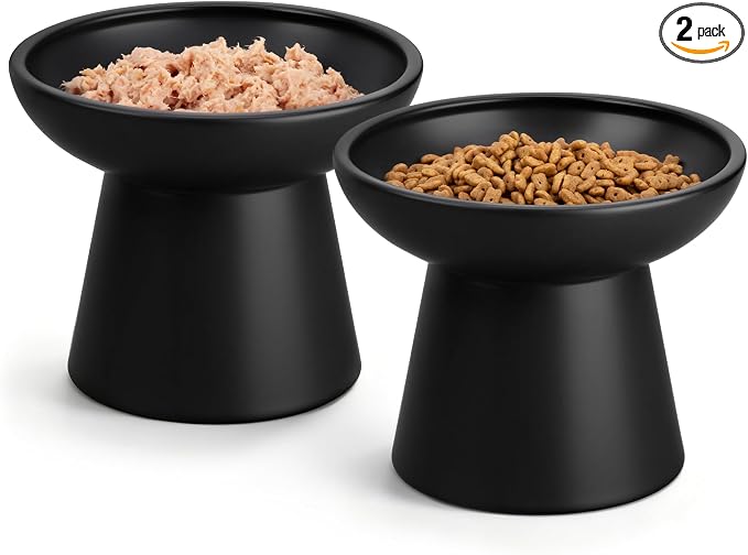 vancasso Elevated Cat Food Bowls 2-Pack, 6.2" Wide Shallow Cat Feeding Bowl by vancasso