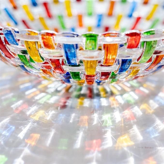 MAGCOLOR Hand Painted Colorful Woven Glass Crystal Salad & Fruit Bowl Decoration - Image 5