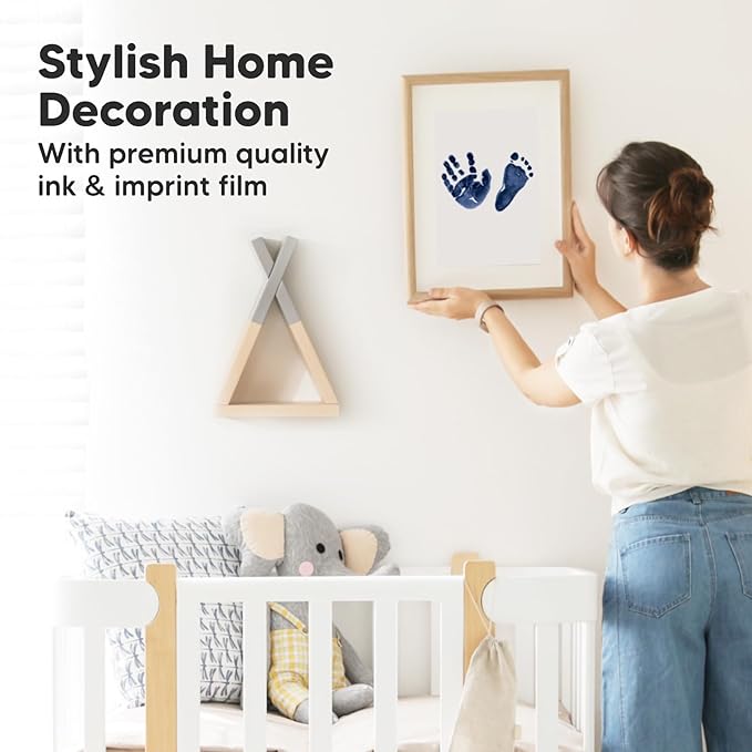 2-Pack Inkless Baby Hand and Footprint Kit - Mess Free Ink Pad for Newborn Keepsake, Dog Nose & Paw Print Kit, Clean Touch Ink Pad for Baby Hand & Footprints, Ideal New Mom Gifts (Navy, L)