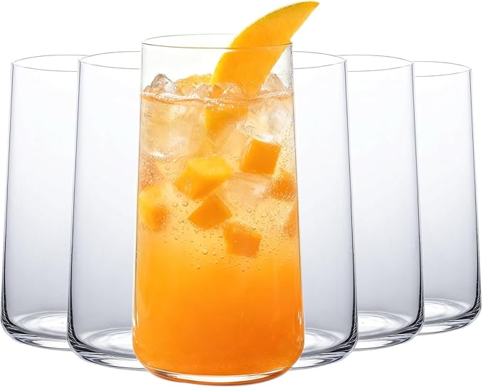 Wlasss Water Glasses Set of 6, 18.3oz Large Drinking Glasses, Glassware Set by WlasssLightweightGlasswareMakingLifeEasier
