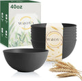 Black Cereal Bowls 40oz for Cereal Lover, Unbreakable Alternative Plastic Bowls by WROVA