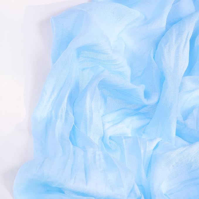 DeZerlor Baby Blue Cheesecloth Table Runners 10 Pack Summer Boho Runners | - Image 3