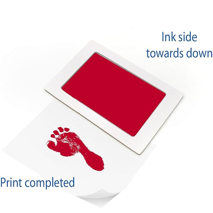 Extra Large Clean Touch Ink Pad for Baby Handprints and Footprints – Inkless Infant Hand & Foot Stamp – Safe for Babies, Doesn’t Touch Skin – Perfect Family Memory or Gift by Tiny Gifts, Red