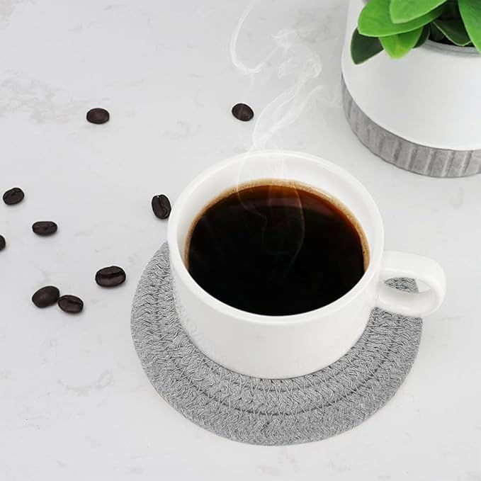 ABenkle Drink Coasters with Holder Set of 10, Cotton Woven Absorbent Coasters - Image 4