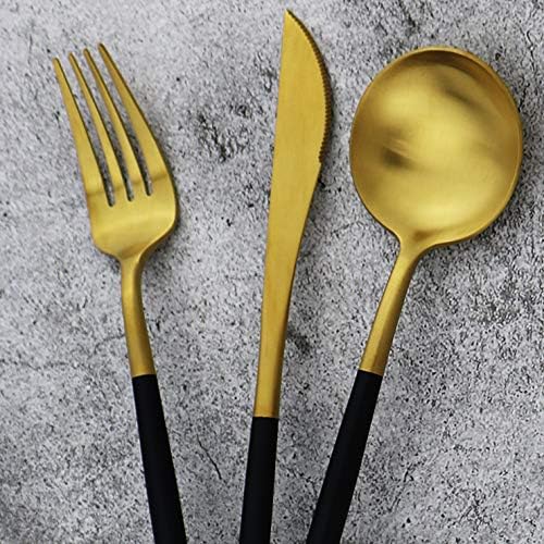 5-Piece 18/10 Stainless Steel Matte Gold Silverware Set, Kitchen Tableware Set - Image 7