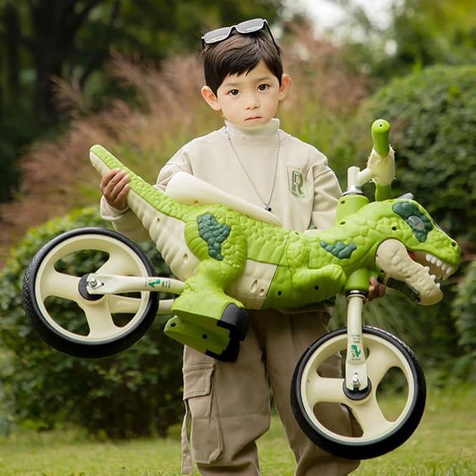 Dinosaur-Themed Toddler Balance Bike Toys for 2-7 Year Old Girls & Boys - Music & Lighting Effects, No-Pedal Training Bike, Best Gifts for Kids with Carbon Steel Frame & Adjustable Handlebar