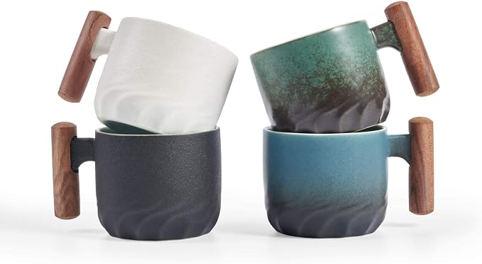 Ceramic Espresso Cups with Wooden Handle Espresso Shot Cups Ceramic Tea Cups - Image 4
