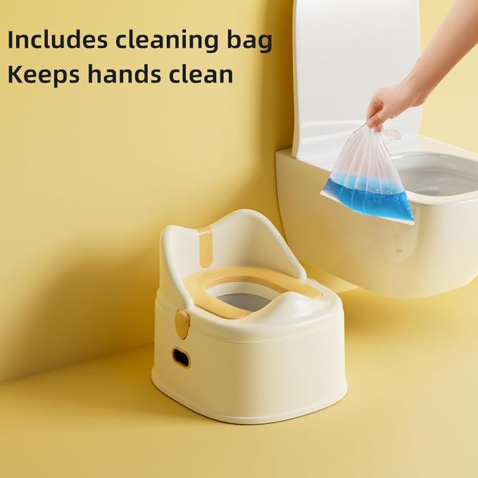 3 in 1 Toddler Potty Training Toilet Seat with Steps Ladder, Foldable Potty Train Chair Adapter for Toddlers Kids Boys Girls, Yellow