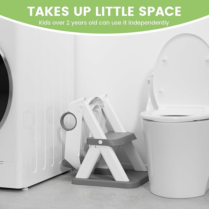 Frog Toilet Seat, Potty Training Toilet Seat for Toddler, Upgrade Potty Training 2 in 1 Toddler Toilet Seat for Boys Girls,Waterproof Soft Mat Non-slip Step Stool