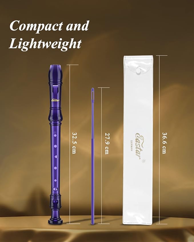 Eastar Soprano Recorder Instrument for Kids Students Beginners, German fingering C Key with Cleaning Kit, Storage Bag, Fingering Chart, ERS-1GPu, Purple, School-Approved