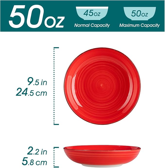 vancasso Bonita Pasta Bowls Set of 6, 50oz Large Salad Bowls - Image 2