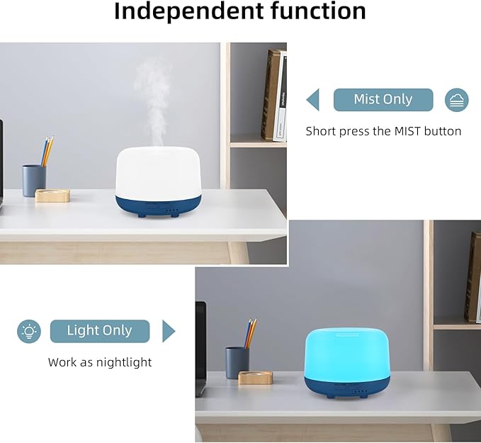 300ML Aromatherapy Ultrasonic Diffuser, Aroma Diffuser, Air Diffuser for Essential Oils, Oil Defuser with Remote, 7 Color Changing LED Light,Auto-Off,Timer for Home,Bedroom Office,Kids.