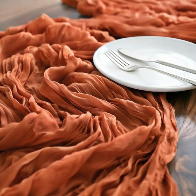Terracotta Cheesecloth Table Runner 120 Inches 10 Pack Gauze Table Runner | - Image 4