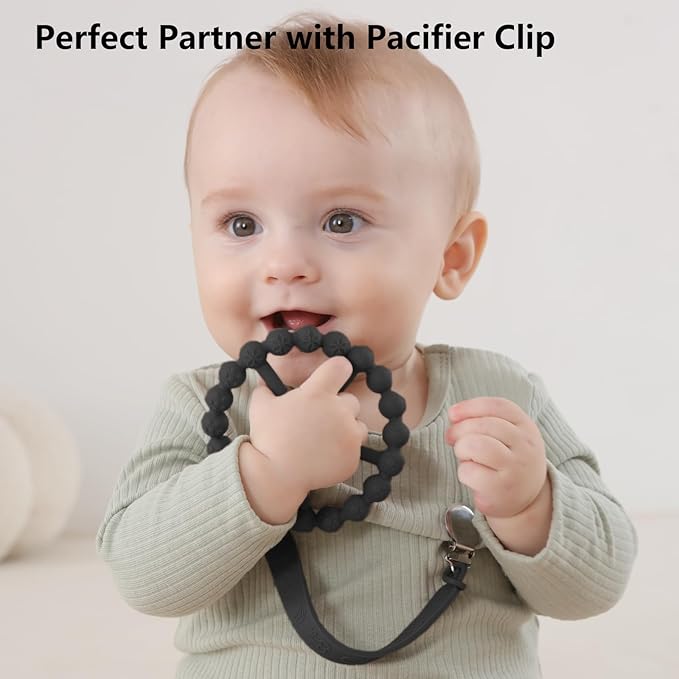 3 Pack Ring Teether, Silicone Teething Ring Toys for Babies 6 Months, Seposeve Baby Teethers 6-12 Months 12-24 Months, Easy to Grasp Toy for Baby Teething Relief