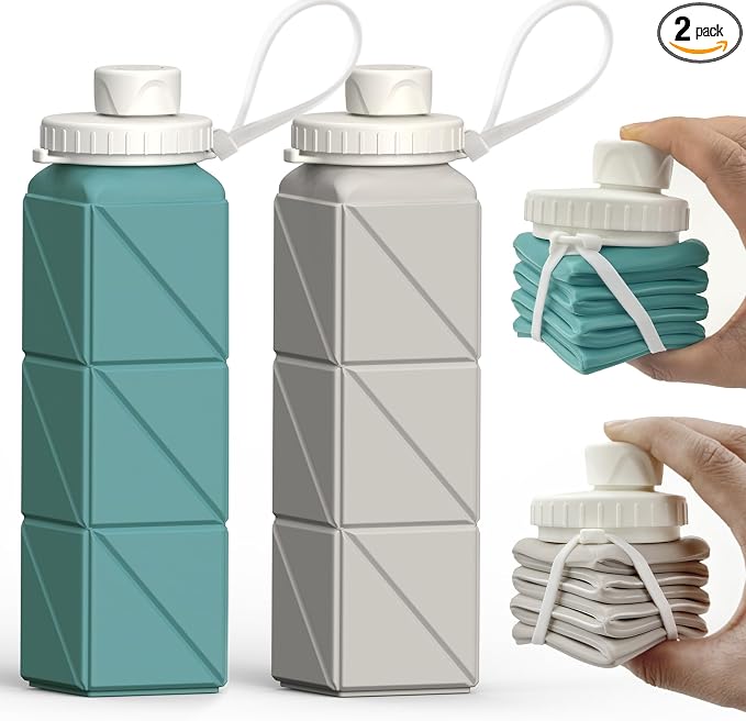 BEAUTAIL Collapsible Water Bottles 21oz/610mL, Silicone Travel Water Bottle | by BEAUTAIL