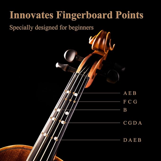 Eastar 1/4 Violin Set Fiddle for Beginners with Hard Case, Rosin, Shoulder Rest, Bow, and Extra Strings (Imprinted Finger Guide on Fingerboard), EVA-3