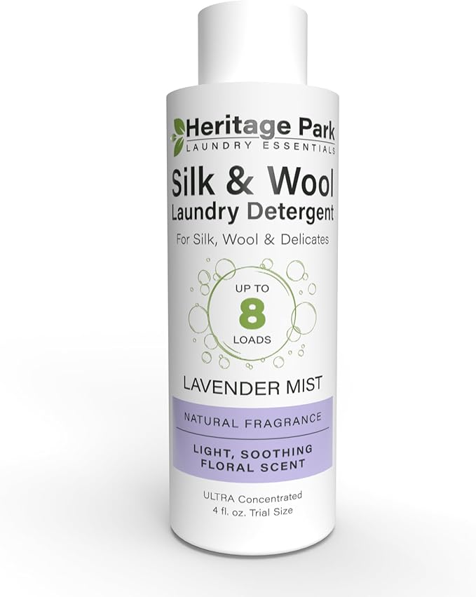 Heritage Park Silk & Wool All-Natural Lavender Mist Scent, pH-Neutral Laundry Detergent - Enzymes-Free, Ultra Concentrated (4 fl oz Trial Size)