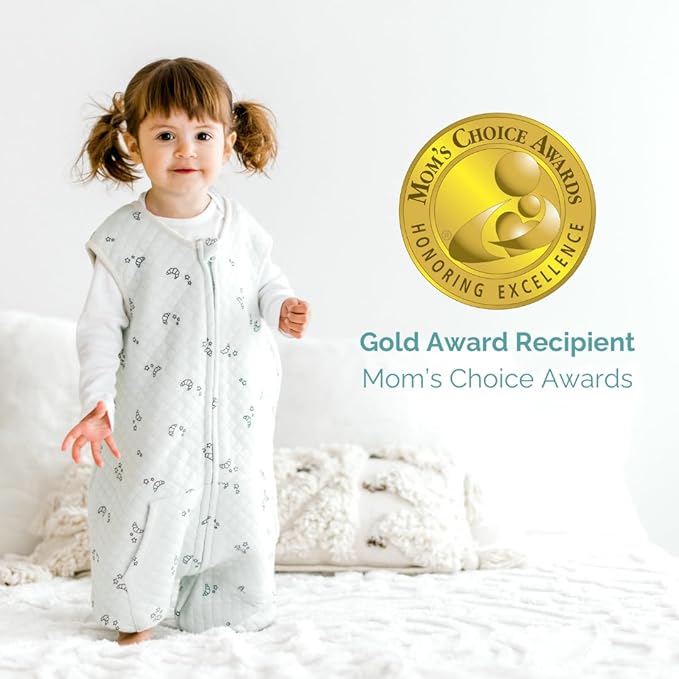Tealbee Dreamsuit: Toddler Sleep Sack with Feet 3T 4T - 0.8 TOG Lightweight Baby Wearable Blanket for Walkers - Rayon made from Bamboo, Organic Cotton Sleeping Bag - Croissant